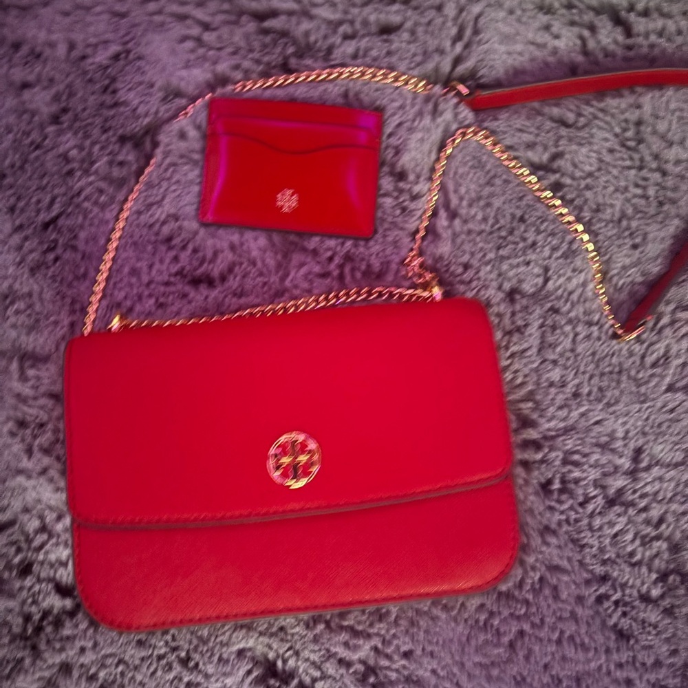 Tory Burch Red Crossbody Bag with Chain Strap